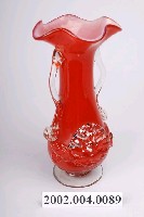 藏品(紅白雙色牡丹玻璃花瓶)的圖片