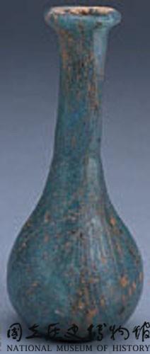 斜線紋藍色玻璃小瓶藏品圖，第2張