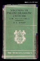 主要名稱：SPECIMENS OF ENGLISH DRAMATIC CRITICISM ⅩⅦ—ⅩⅩ CENTURIES圖檔，第1張，共1張