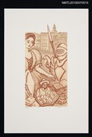 主要名稱：藏書票—唐吉訶德（女孩和盔甲）圖檔，第2張，共3張