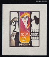 主要名稱：藏書票—唐吉訶德（唐吉訶德、女人、骷髏頭）圖檔，第2張，共3張