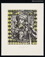 主要名稱：藏書票—唐吉訶德（噘著嘴的唐吉訶德）圖檔，第2張，共3張