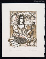 主要名稱：藏書票—唐吉訶德（女孩和蘋果）圖檔，第2張，共3張