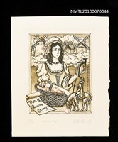 主要名稱：藏書票—唐吉訶德（女孩和蘋果）圖檔，第1張，共3張