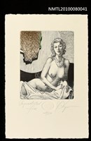 主要名稱：藏書票—Unpredicted Fire（斜側臥女/意外火災）圖檔，第1張，共3張