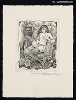 主要名稱：藏書票—Female Nude with Passion Flowers圖檔，第2張，共2張