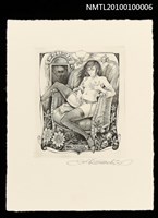 主要名稱：藏書票—Female Nude with Passion Flowers圖檔，第1張，共2張