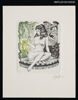 主要名稱：藏書票—Sitting Girl & Japanese Words圖檔，第2張，共2張