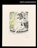 主要名稱：藏書票—Sitting Girl & Japanese Words圖檔，第1張，共2張