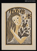 主要名稱：藏書票—Girl With Flowers圖檔，第2張，共2張