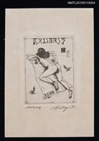 主要名稱：藏書票—天狗面（Nude with a Long-Nosed Goblin Mask）圖檔，第1張，共3張