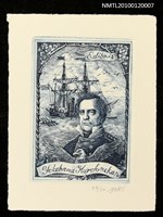 主要名稱：藏書票—マシュー・C・ペリー提督（1794-1858）と旗艦サスケハナ号圖檔，第2張，共4張