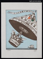 主要名稱：藏書票—小人国（大掛かりな装置で食料が運ばれる）圖檔，第2張，共4張