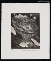 主要名稱：藏書票—ラピュタ（飛ぶ島の磁力線）圖檔，第2張，共4張