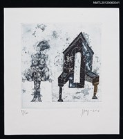主要名稱：藏書票─Sitting Nude. Little house（坐著的裸體。小房子。）圖檔，第1張，共1張