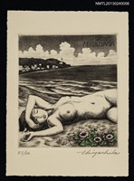 主要名稱：藏書票—夏の浜辺（夏日海邊）圖檔，第1張，共1張