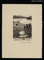 主要名稱：藏書票—湖岸の麦わら帽子（湖岸邊的草帽）圖檔，第1張，共1張