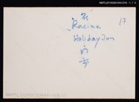 主要名稱：琦君第一次訪美照18（琦君於Racine Holiday Inn獨影）圖檔，第3張，共5張