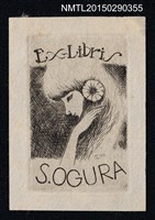 主要名稱：藏書票—髮繫花朵的女人圖檔，第1張，共1張