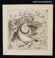 主要名稱：藏書票—銜花展翼圖檔，第1張，共1張