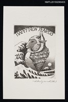 主要名稱：山羊．貝殼．海浪．富士山．日（版畫賀年明信片）圖檔，第1張，共1張