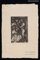 主要名稱：藏書票—蝶、狗與花間少女圖檔，第1張，共1張