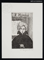 主要名稱：藏書票—懷抱小貓的少年/劃一題名：旅の絵圖檔，第1張，共1張