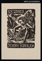 主要名稱：藏書票—握劍抱書的唐吉訶德圖檔，第1張，共1張