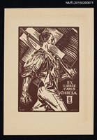 主要名稱：藏書票—托槍邁步的男子圖檔，第1張，共1張