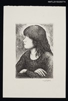 主要名稱：版畫—女孩靜畫圖檔，第1張，共1張