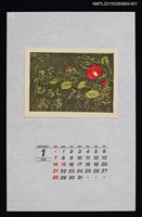 主要名稱：1990年1月藏書票曆樁（山茶花）/劃一題名：花 VOL Ⅲ（A）圖檔，第1張，共1張