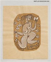 主要名稱：藏書票—裸女持書/劃一題名：河野英一藏書票集 圖檔，第1張，共1張