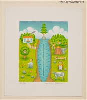 主要名稱：藏書票—小河兩岸/劃一題名：內田市五郎藏書票集圖檔，第1張，共1張
