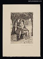 主要名稱：藏書票—公園エロス（公園愛神）/劃一題名：芥舟．原野賢吉藏書票集圖檔，第1張，共1張