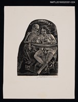 主要名稱：藏書票—伴讀的骷髏/劃一題名：芥舟．原野賢吉藏書票集圖檔，第1張，共1張