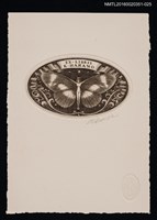 主要名稱：藏書票—蝶/劃一題名：芥舟．原野賢吉藏書票集圖檔，第1張，共1張