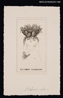 主要名稱：藏書票—花頭裸女/劃一題名：芥舟．原野賢吉藏書票集圖檔，第1張，共1張