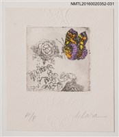 主要名稱：藏書票—蝶與玫瑰/劃一題名：日本書票協會第4回全國大會 圖檔，第1張，共1張