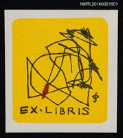 主要名稱：藏書票—黃底抽象線條圖檔，第1張，共1張