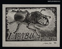 主要名稱：藏書票—ミヤマクワガタ（高砂深山鍬形蟲）圖檔，第1張，共1張