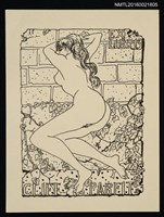 主要名稱：藏書票—裸女與牆邊之藤圖檔，第1張，共1張