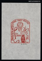 主要名稱：藏書票—洋鐘與小芥子圖檔，第1張，共1張