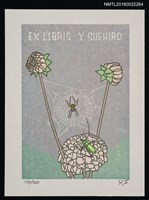 主要名稱：藏書票—蜘蛛網與菊圖檔，第1張，共1張