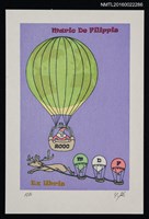 主要名稱：藏書票—搭熱汽球的聖誕老公公圖檔，第1張，共1張