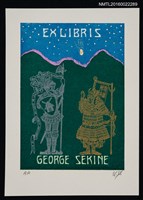 主要名稱：藏書票—西洋武士與日本武士圖檔，第1張，共1張