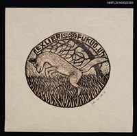 主要名稱：藏書票—狐狸躍於草原圖檔，第1張，共2張