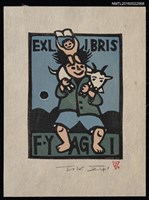 主要名稱：藏書票—父子與山羊圖檔，第1張，共2張