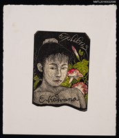 主要名稱：藏書票—女人與牽牛花圖檔，第1張，共1張