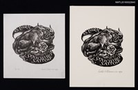 主要名稱：藏書票—公牛與玫瑰圖檔，第1張，共3張