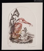 主要名稱：藏書票—鳥銜魚圖檔，第1張，共1張